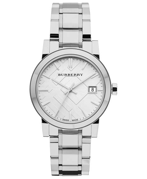 burberry damenuhr bu9100|Burberry Watch, Women's Swiss Stainless Steel Bracelet 34mm .